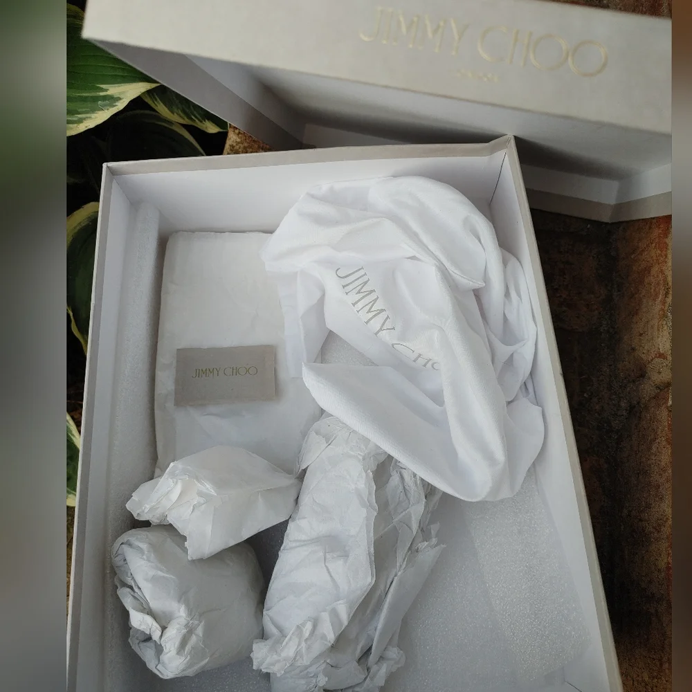 Jimmy Choo Tarine WITH BOX Suede Cutout Bootie Sandal, Black/Mirrored Nude 38.5 - Picture 4 of 16